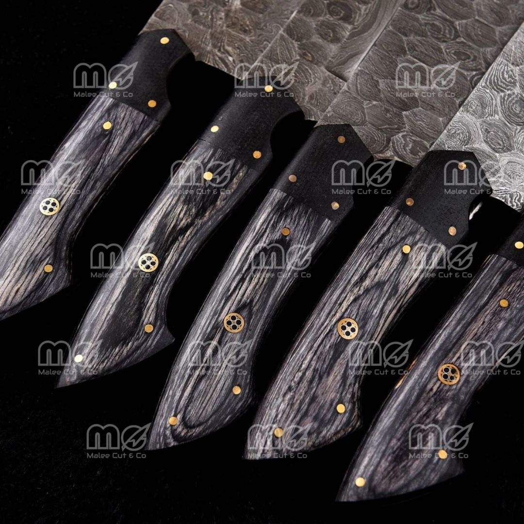 Twist Pattern Design 5-Piece Damascus Steel Chef Knife Set