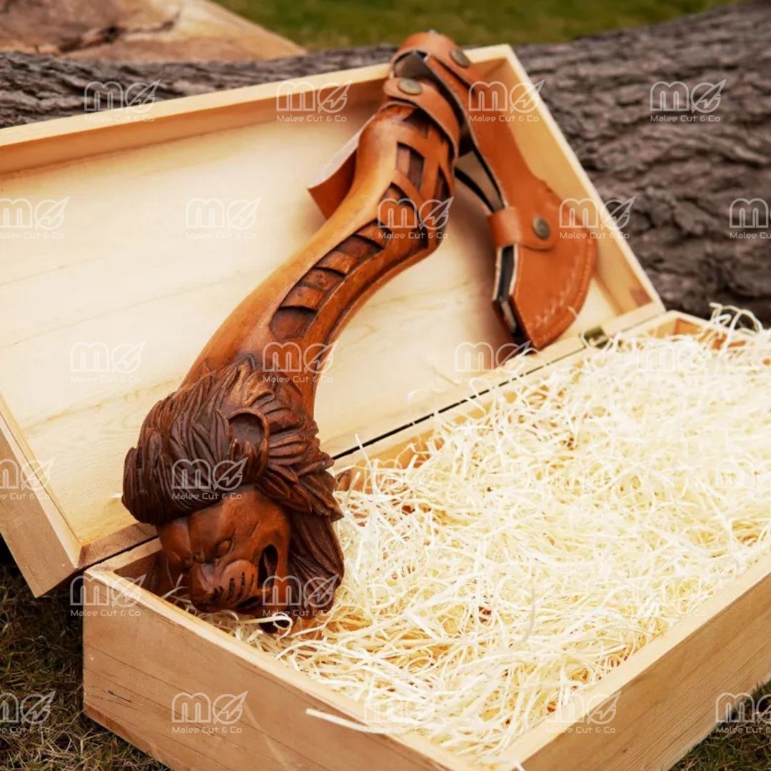 Custom Handmade Fenrir Viking Axe – Celtic & Norse Engraved Battle Axe