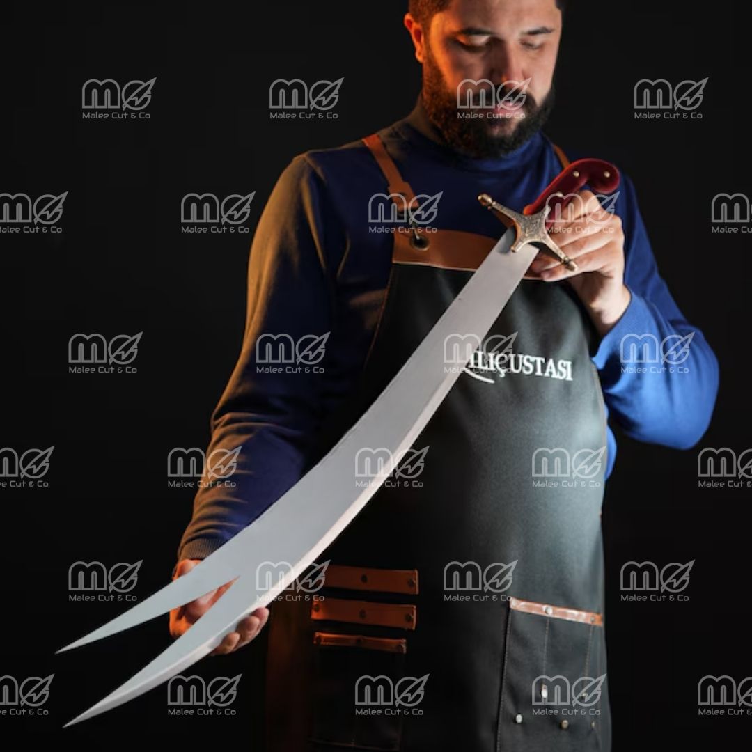 Handmade Zulfiqar Sword – Traditional Carbon Steel Imam Ali Sword With Velvet Handle