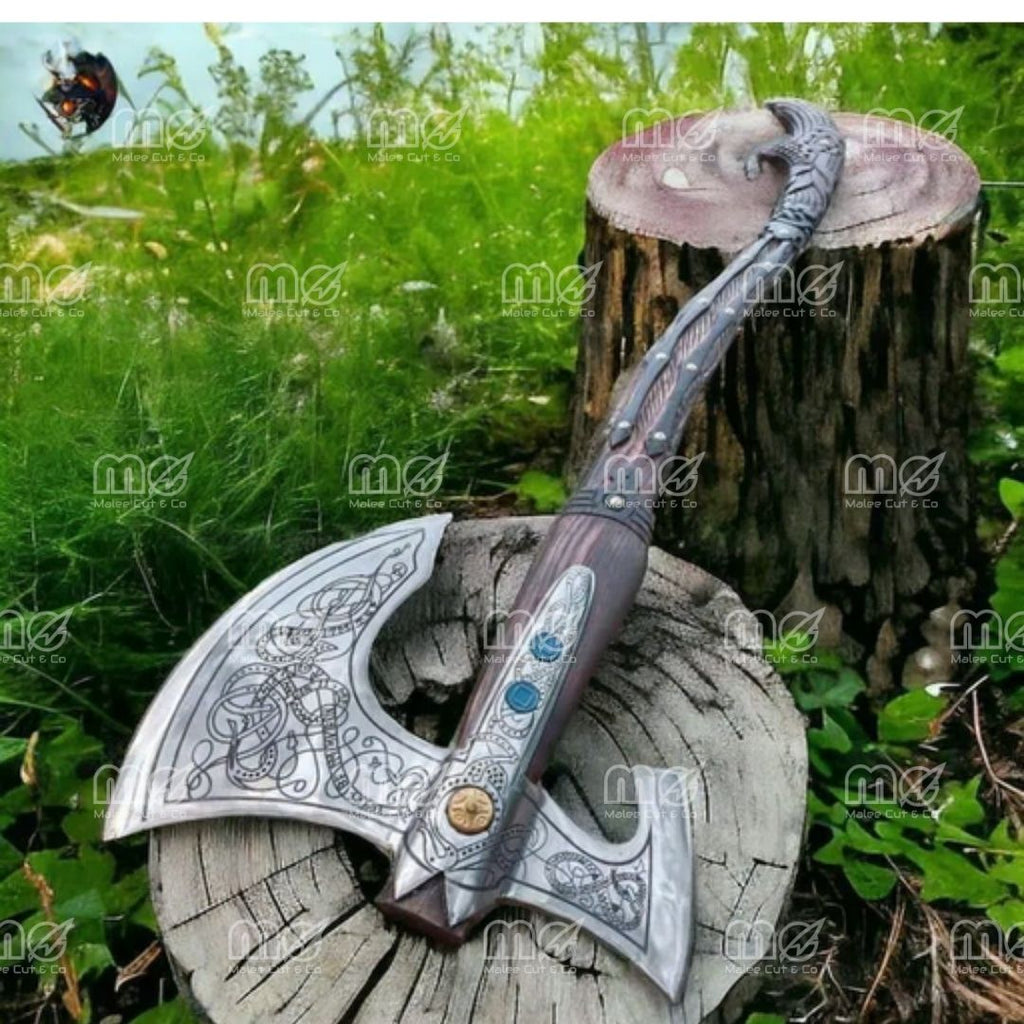 Hand-Forged Viking Axe With Ash Wood Handle