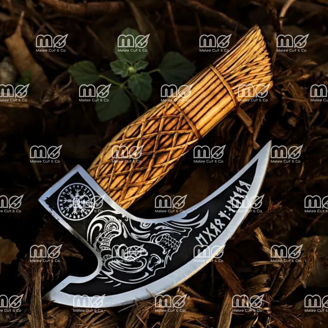 Original Custom Hand Forged Viking Pizza Cutter Axe