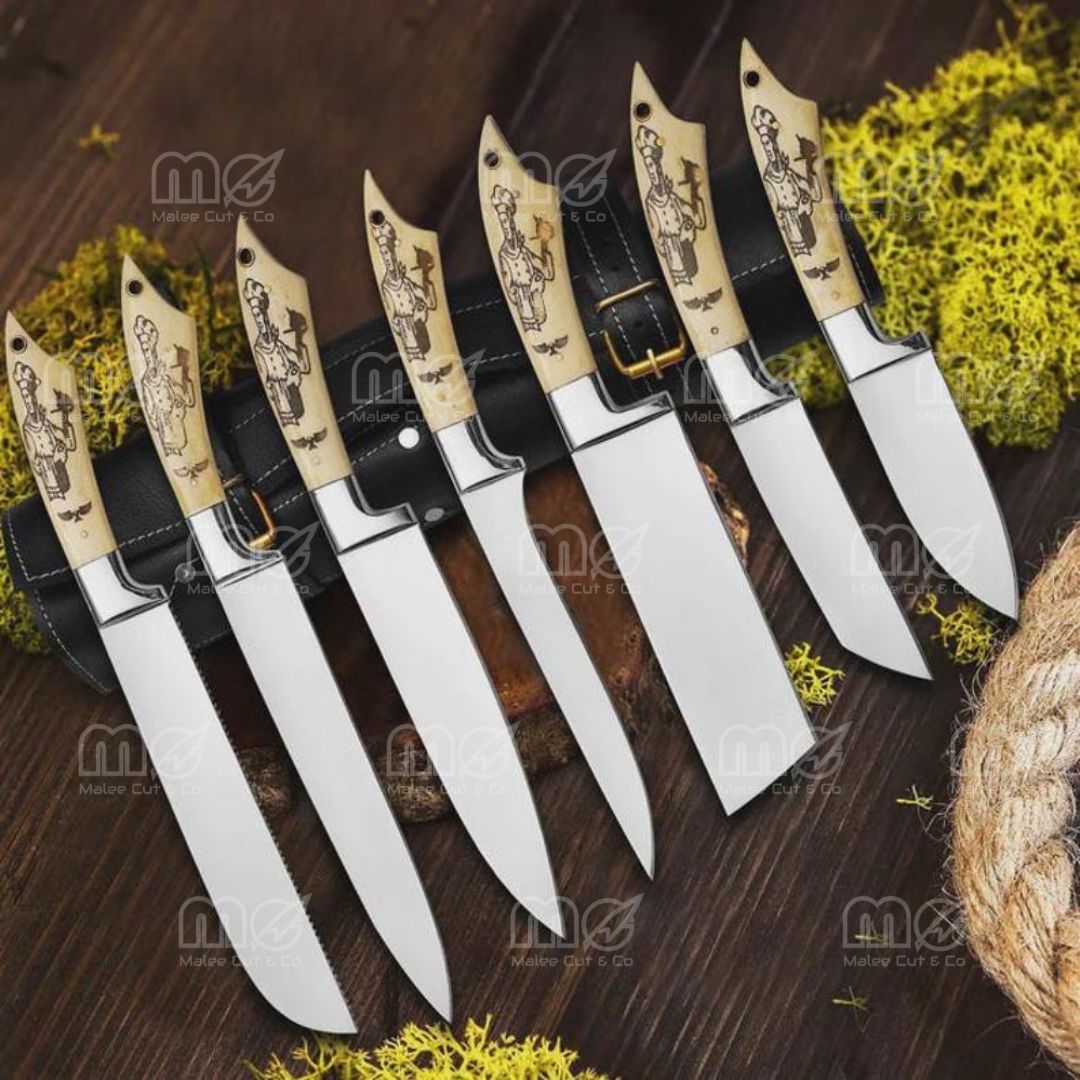 Custom Handmade 7-Piece Chef Knife Set – J2 Steel Blades