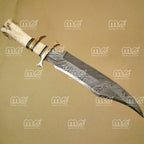 Custom Damascus Steel Hunting Knife with Camel Bone Handle