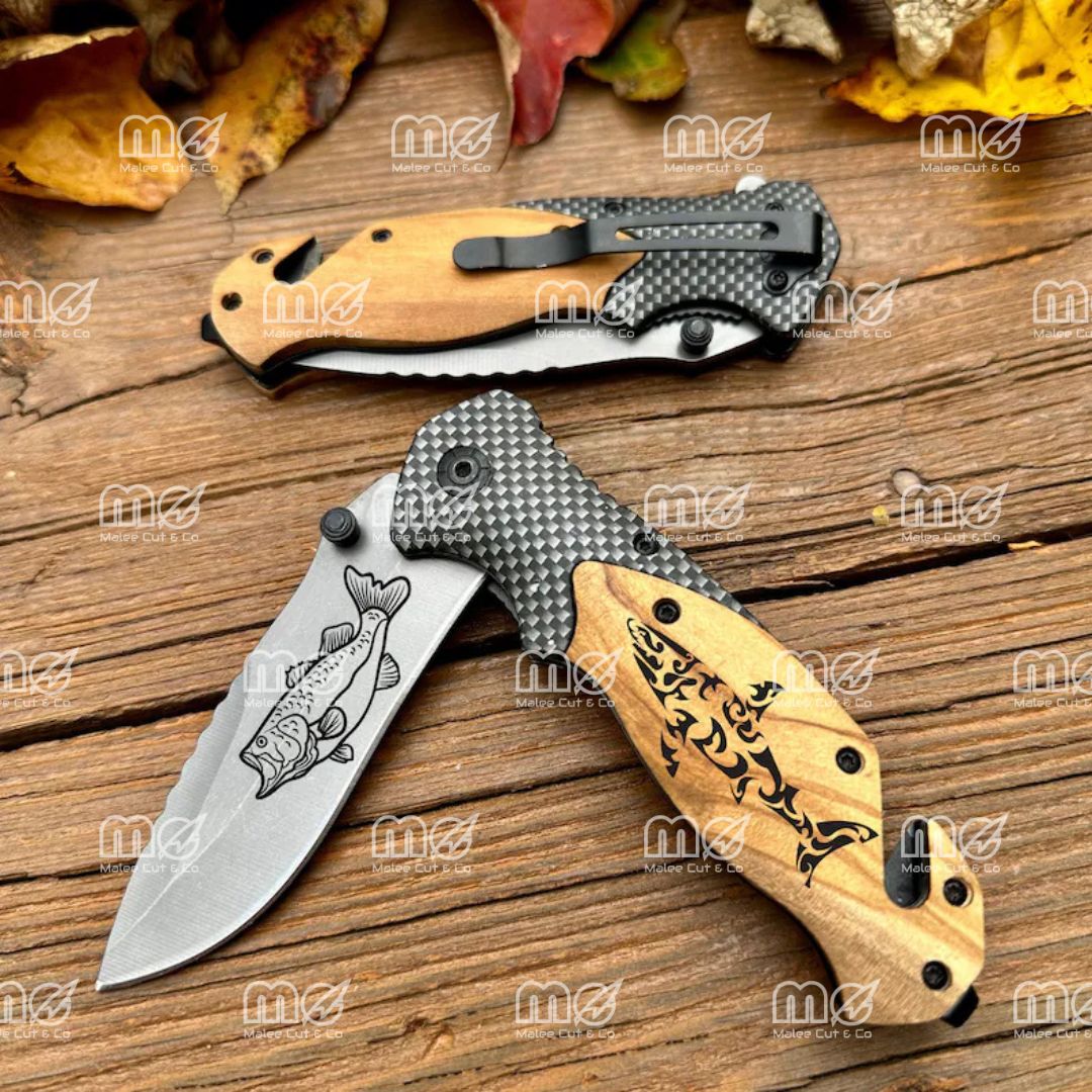 Engraved Deer Family Pocket Knife – Custom Folding Knife for Hunters