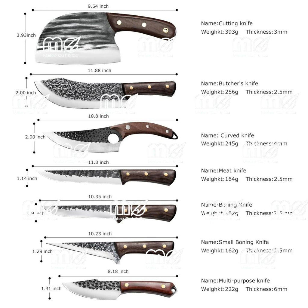 Hand-Forged Damascus Steel Chef Knife Set – 8 Piece