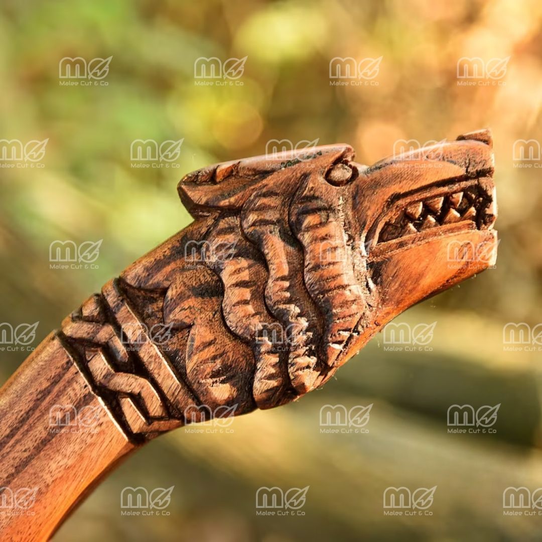 Custom Wolf Viking Axe – Hand Forged Carbon Steel Bearded Axe With Leather Sheath