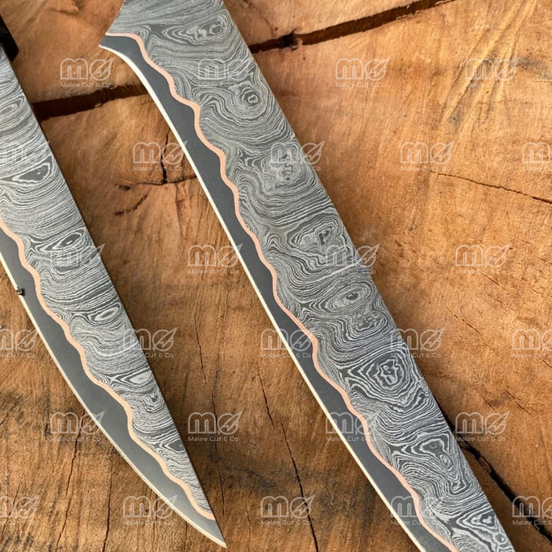 Copper Damascus Fillet Knife Set | Handmade Cu Mai Chef Knife