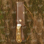 Handmade J2 Steel Hunting Knife – Stag Antler Handle With Leather Sheath