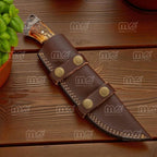 Hand-Forged Damascus Hunting & Skinning Knife – Personalized Gift with Leather Sheath