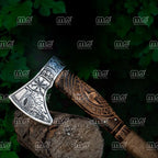 Ragnar Handmade Viking Axe | Forged Carbon Steel Camping Hatchet With Rosewood & Ash Handle
