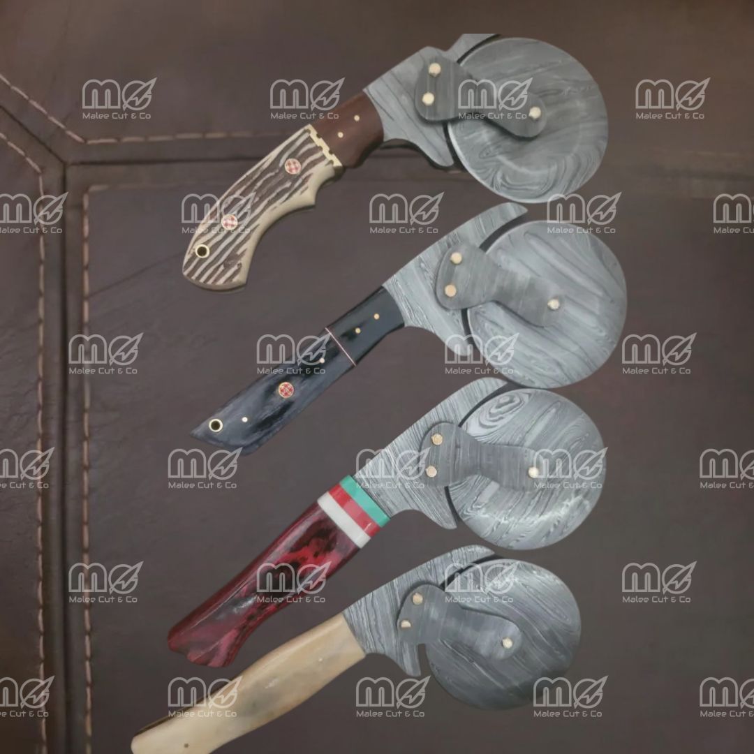 Handmade Damascus Steel Pizza Cutter – Sharp & Durable Pizza Slicer