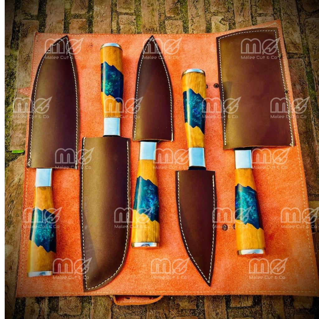 Handmade Carbon Steel Steak Knife Set 6-Piece