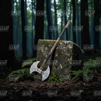 Handcrafted Viking Double-Head Axe | Engraved Steel Blade & Ash Wood Handle