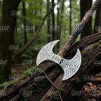 Handcrafted Viking Double-Head Axe | Engraved Steel Blade & Ash Wood Handle