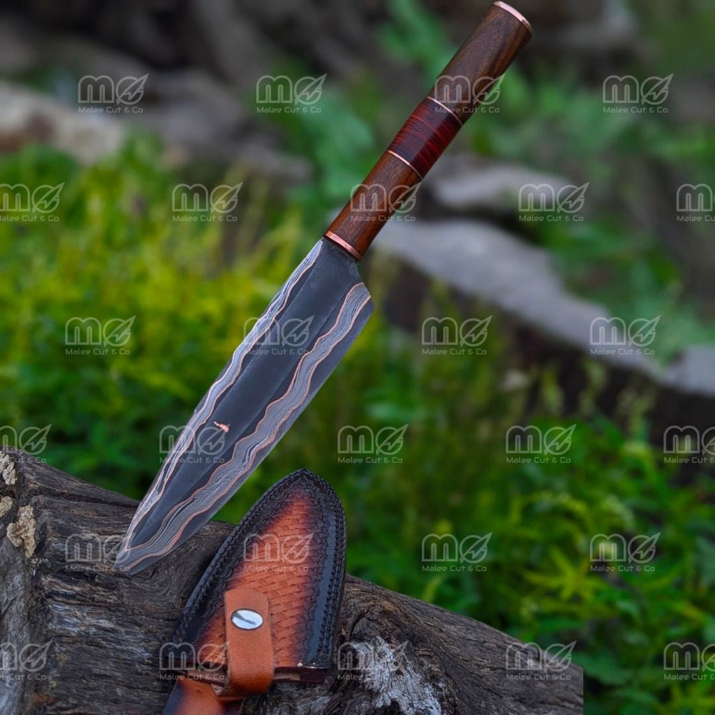 Copper Damascus Fillet Knife Set | Handmade Cu Mai Chef Knife