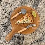 Personalized Pizza Cutter & Knife Gift Set with Engraved Box