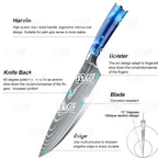 9PCS Japanese Damascus Pattern Kitchen Knife Set