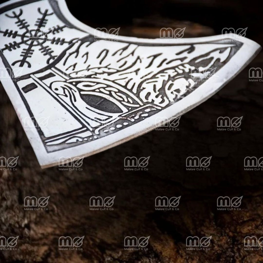 Ragnar Handmade Viking Axe | Forged Carbon Steel Camping Hatchet With Rosewood & Ash Handle