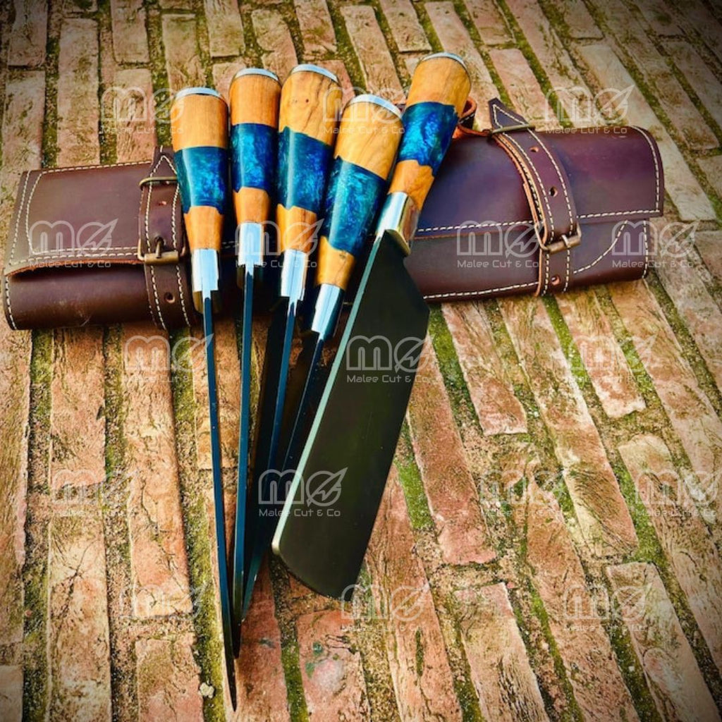Handmade Carbon Steel Steak Knife Set 6-Piece