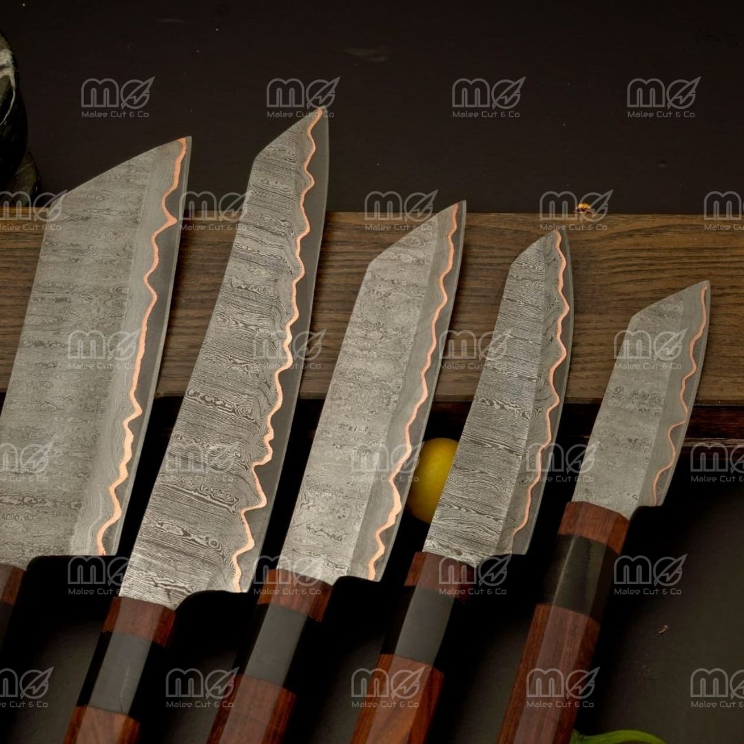 Handmade Copper Damascus Steel Chef Knife Set | Premium Chef Knifes