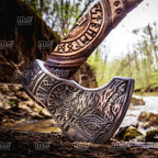 Personalized Viking Forged Axe – Ragnar Bearded Battle Hatchet
