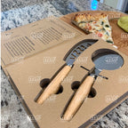 Personalized Pizza Cutter & Knife Gift Set with Engraved Box