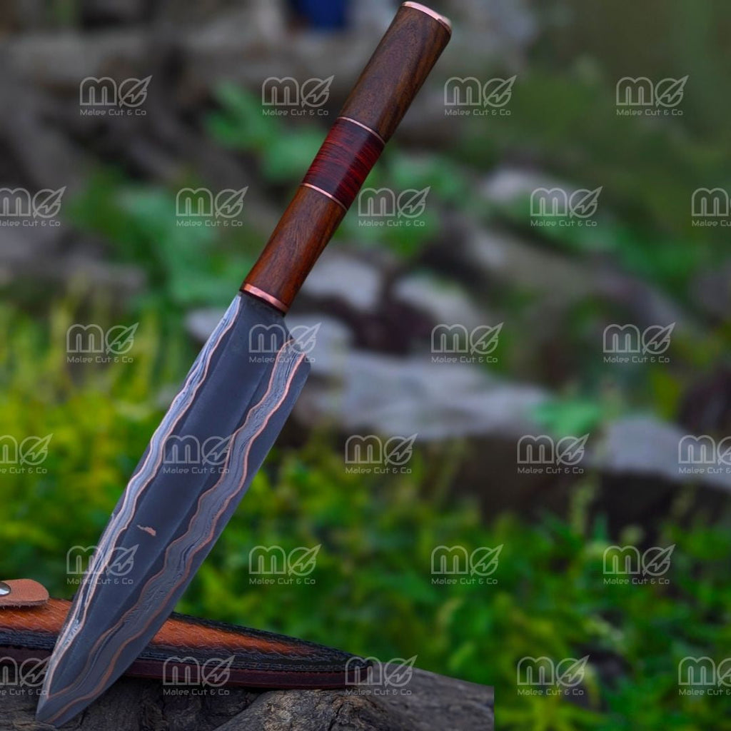 Copper Damascus Fillet Knife Set | Handmade Cu Mai Chef Knife