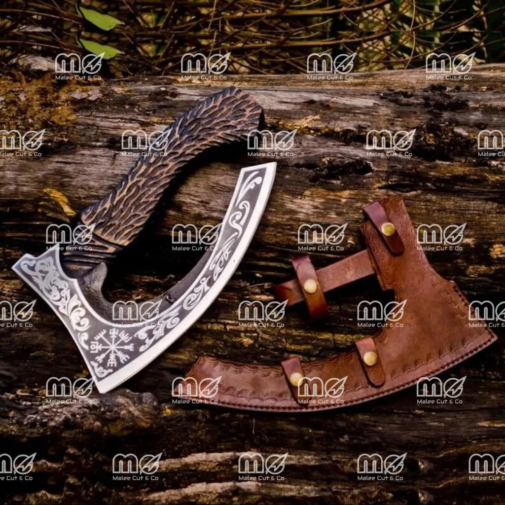Original Custom Hand Forged Viking Bearded Pizza Cutter Axe
