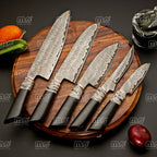 Handmade Copper Damascus Chef Knife Set | Cu-Mai Japanese Style