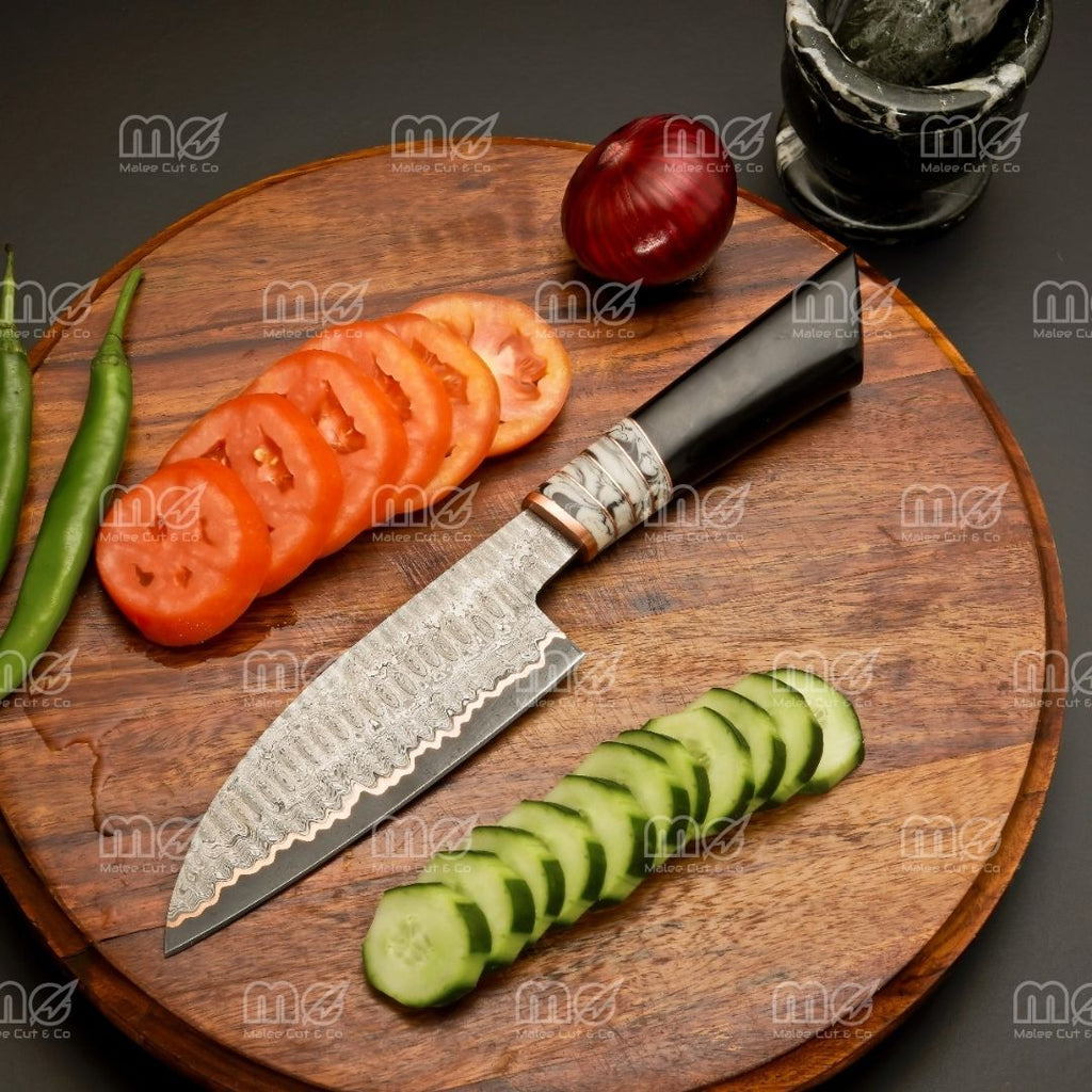 Handmade Copper Damascus Chef Knife Set | Cu-Mai Japanese Style