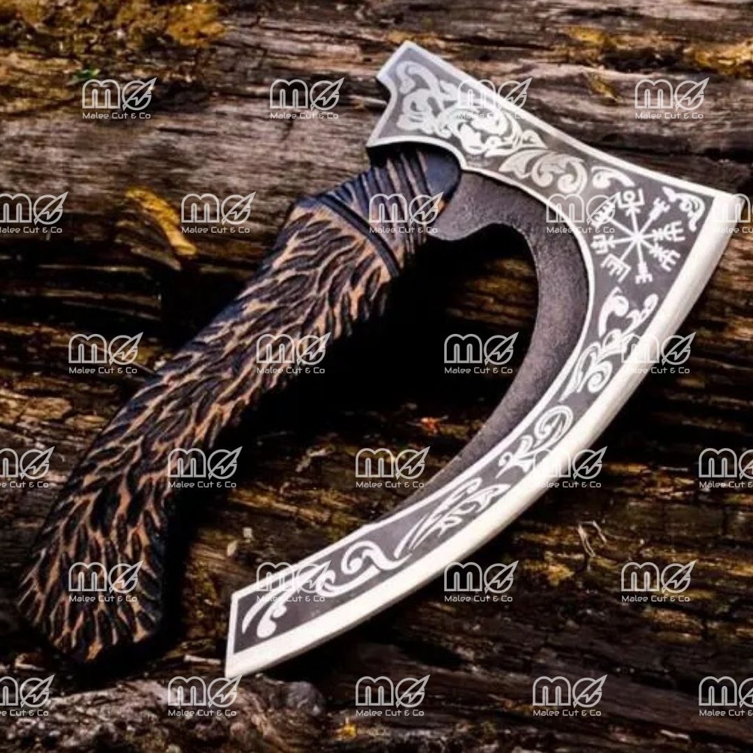 Original Custom Hand Forged Viking Bearded Pizza Cutter Axe