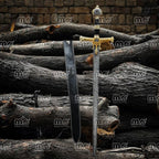 Damascus Steel King Solomon Sword With Leather Sheath