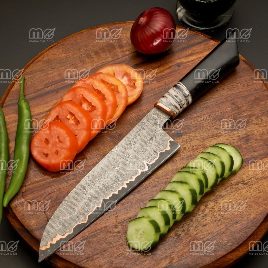Handmade Copper Damascus Chef Knife Set | Cu-Mai Japanese Style