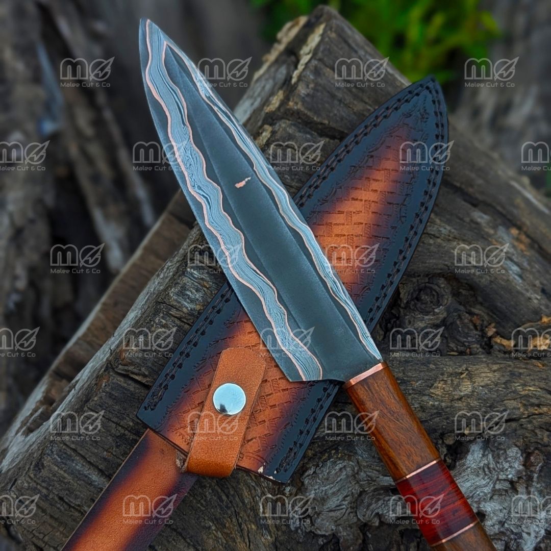Copper Damascus Fillet Knife Set | Handmade Cu Mai Chef Knife
