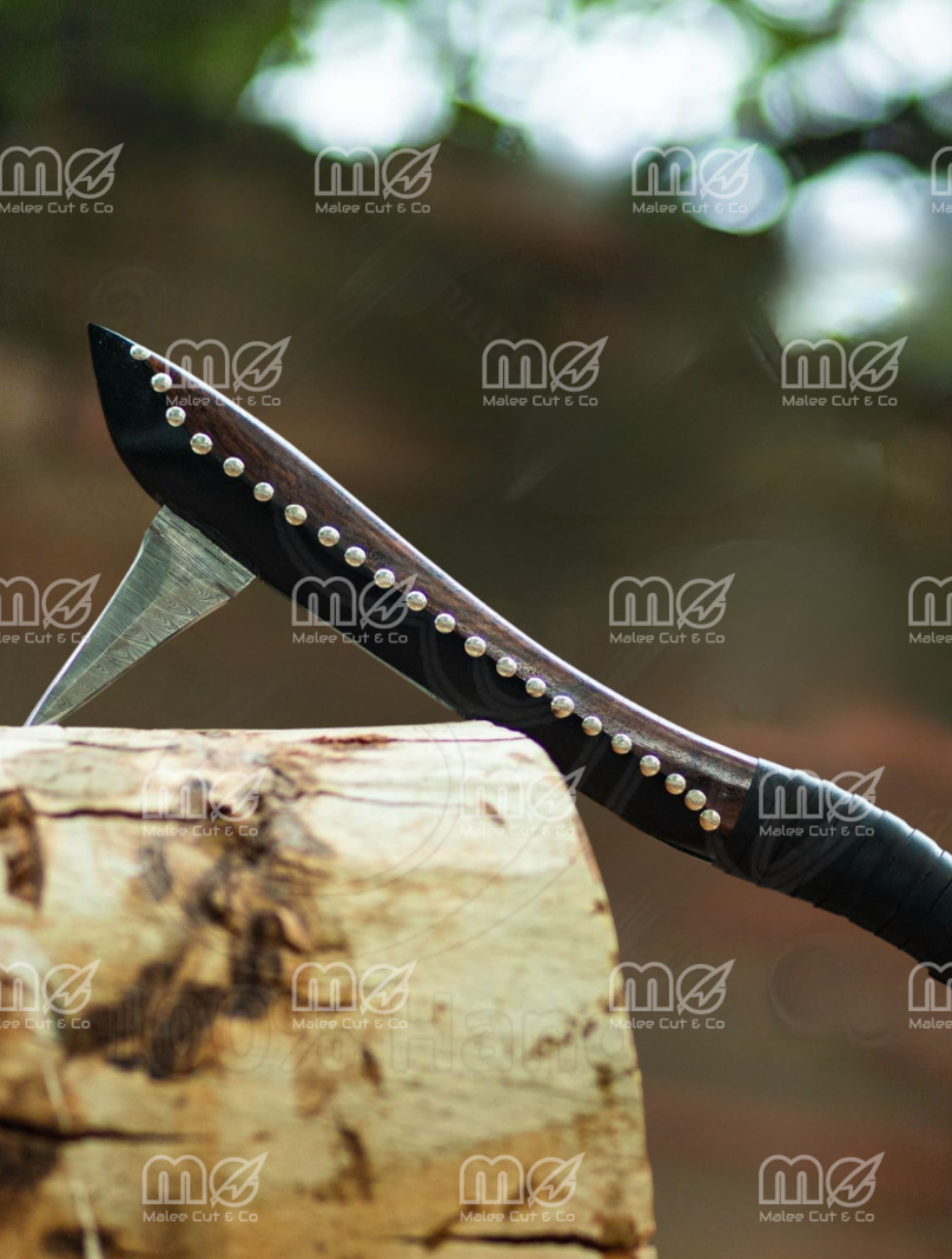 Damascus Steel Gunstock Club | Handmade Gift for Him