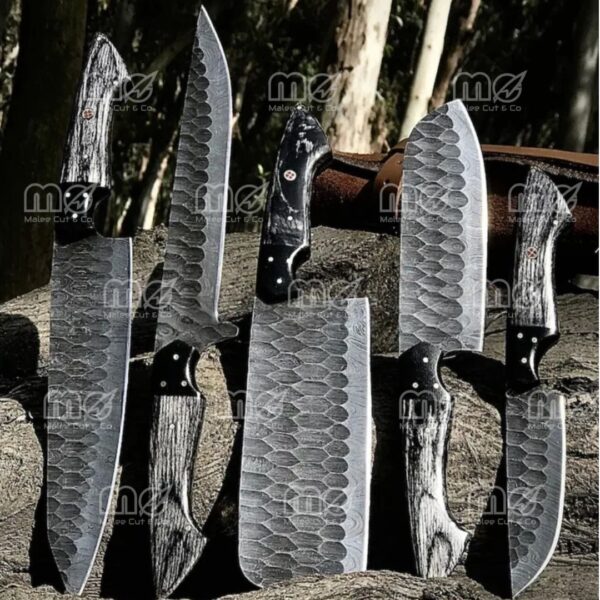 Twist Pattern Design 5-Piece Damascus Steel Chef Knife Set