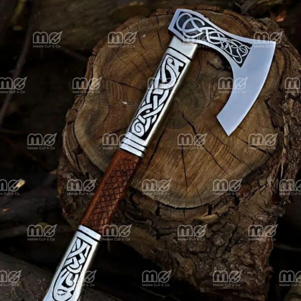 Valhalla Hand-Forged Viking Axe | High Carbon Steel Blade With Engraved Wooden Handle