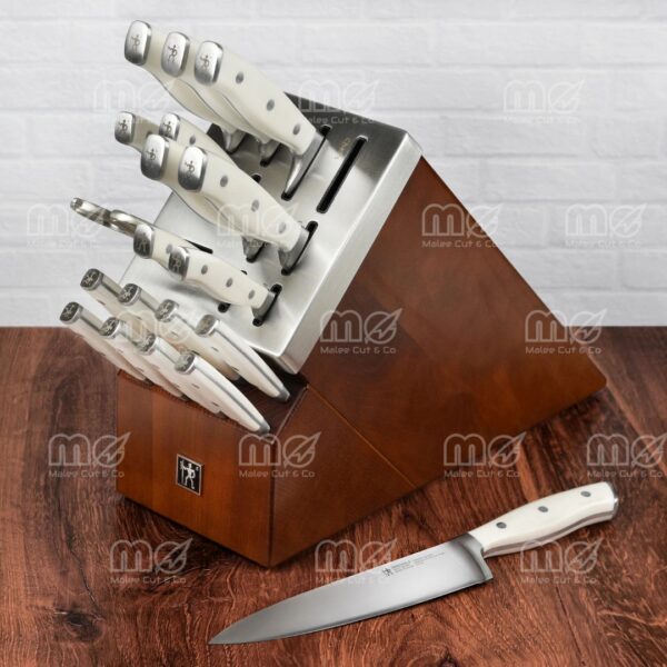 Ikon Creme 10-Piece Knife Block Set – Acacia Wood