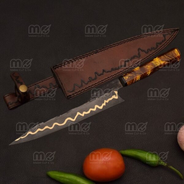 Handmade Chef Knife With 440C Stainless Steel Blade & Leather Sheath