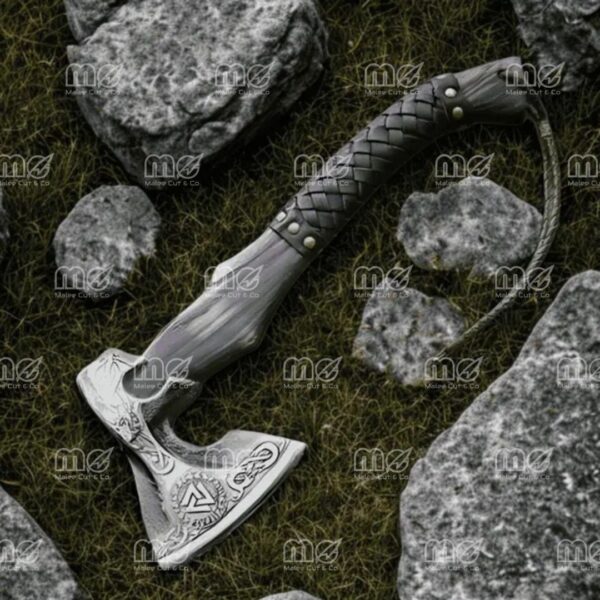 Premium Hand-Forged Viking Axe | Custom Carbon Steel Tomahawk | Hand-Engraved Norse Axe