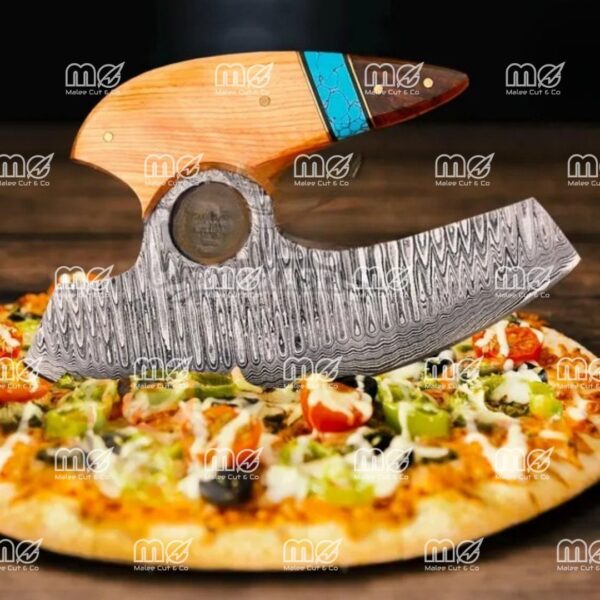 Hand-Forged Damascus Ulu Knife & Chef’s Pizza Cutter