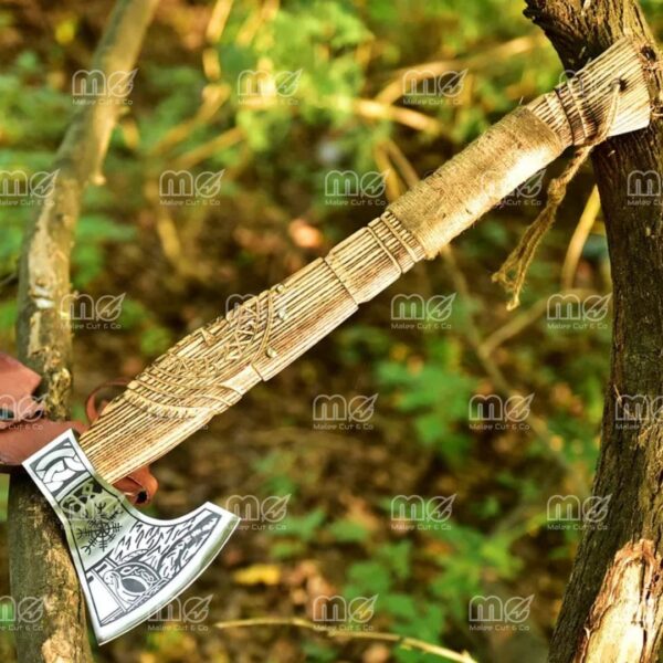 Hand-Forged Viking King Ragnar Axe | Custom Carbon Steel Viking Axe