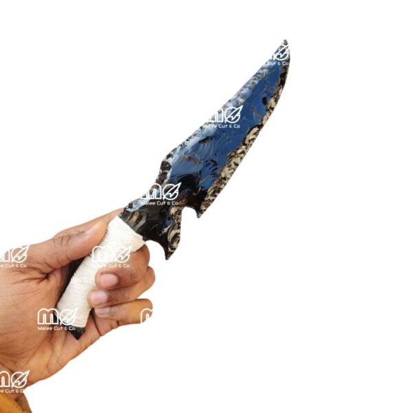 Handcrafted 10" Obsidian Lava Blade With White Thread Handle