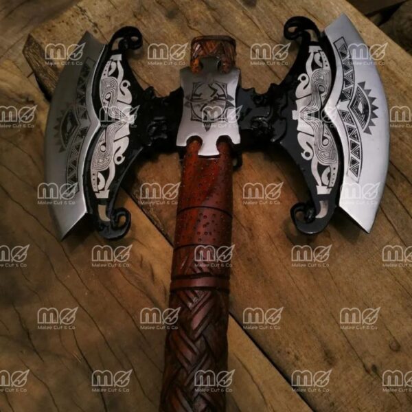Custom Handmade Double Head Viking Axe – Norse Inspired Warrior Axe with Leather Case