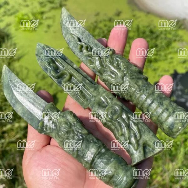 5.7" Natural Green Jade Dagger