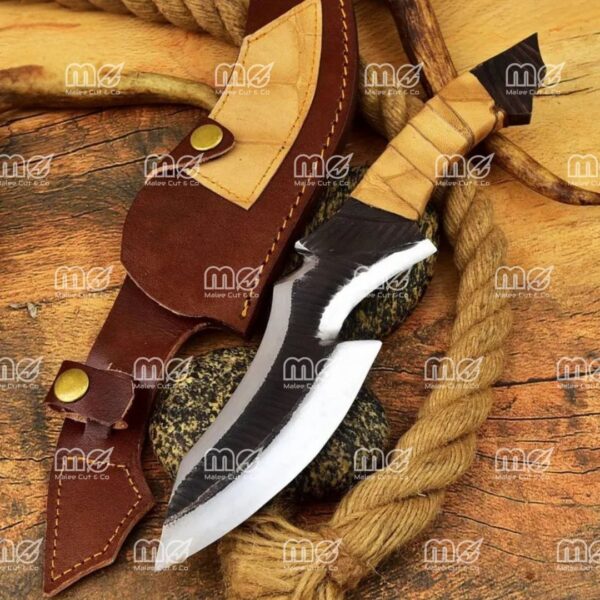 Handmade Brown Zigzag Bowie Knife