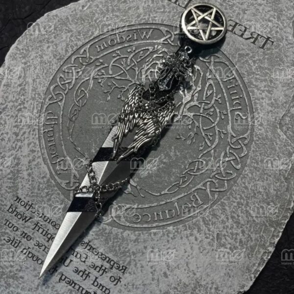 Custom Handmade Black Gothic Kunai Dagger Knife