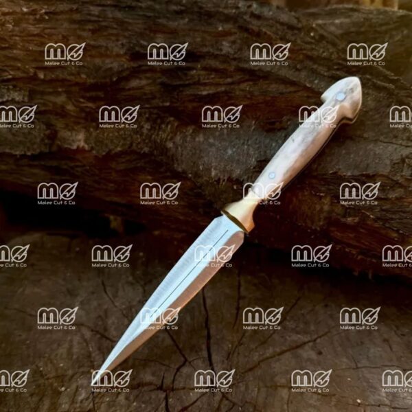 Handcrafted German Steel Double Edge Dagger – Personalized Hunting & Collectible Knife With Stag Horn Handle & Brass Guard