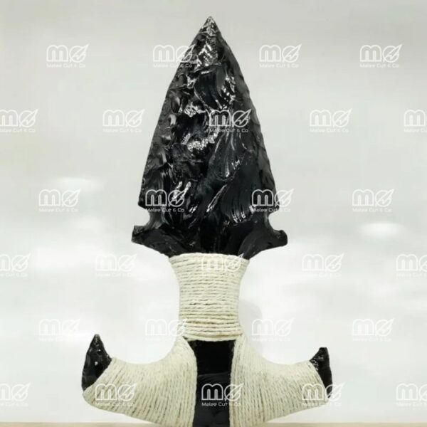 Black Obsidian Push Dagger With White Thread Handle