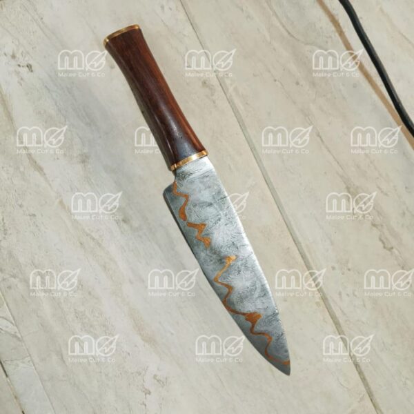 Handmade Damascus Copper Chef Knife – Cu Mai / San Mai Steel Blade